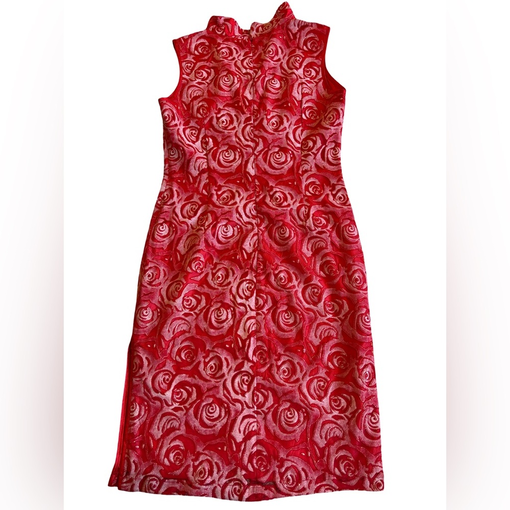 Red Rose Pattern Sleeveless Chinese Style Dress XL - Picture 2 of 5